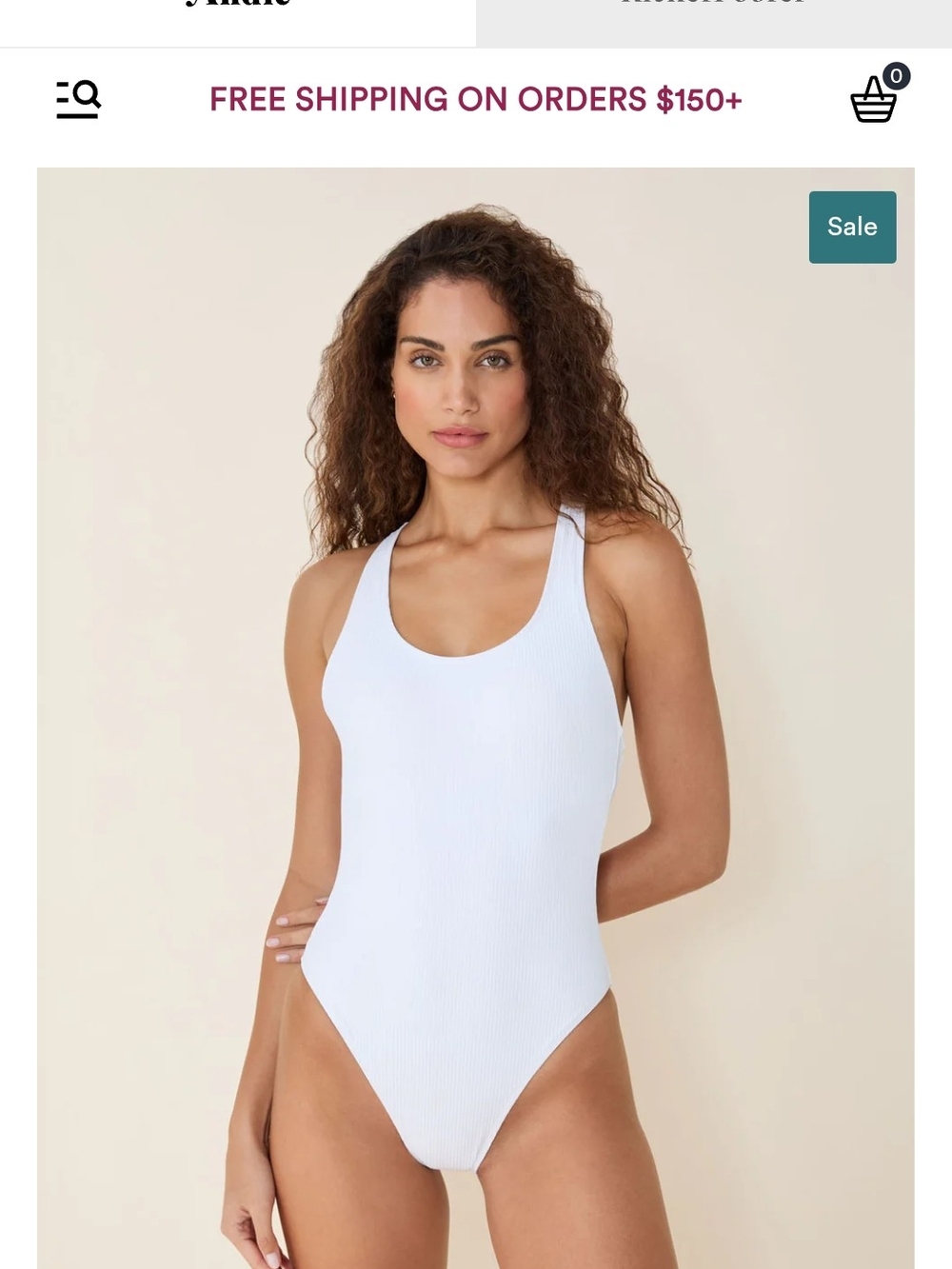 Andie White Ribbed Scoop-Back One-Piece